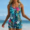 Women’s Swimsuit with Tropical Floral Print Wide Strap Square Neckline Soft Stretch Fabric Comfortable Fit