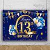 13. Geburtstag Party Fotografie Hintergrund, Banner Poster für Mädchen & Jungen, Schwarzer und Goldener Ballon, Formeller Teenager Hintergrund