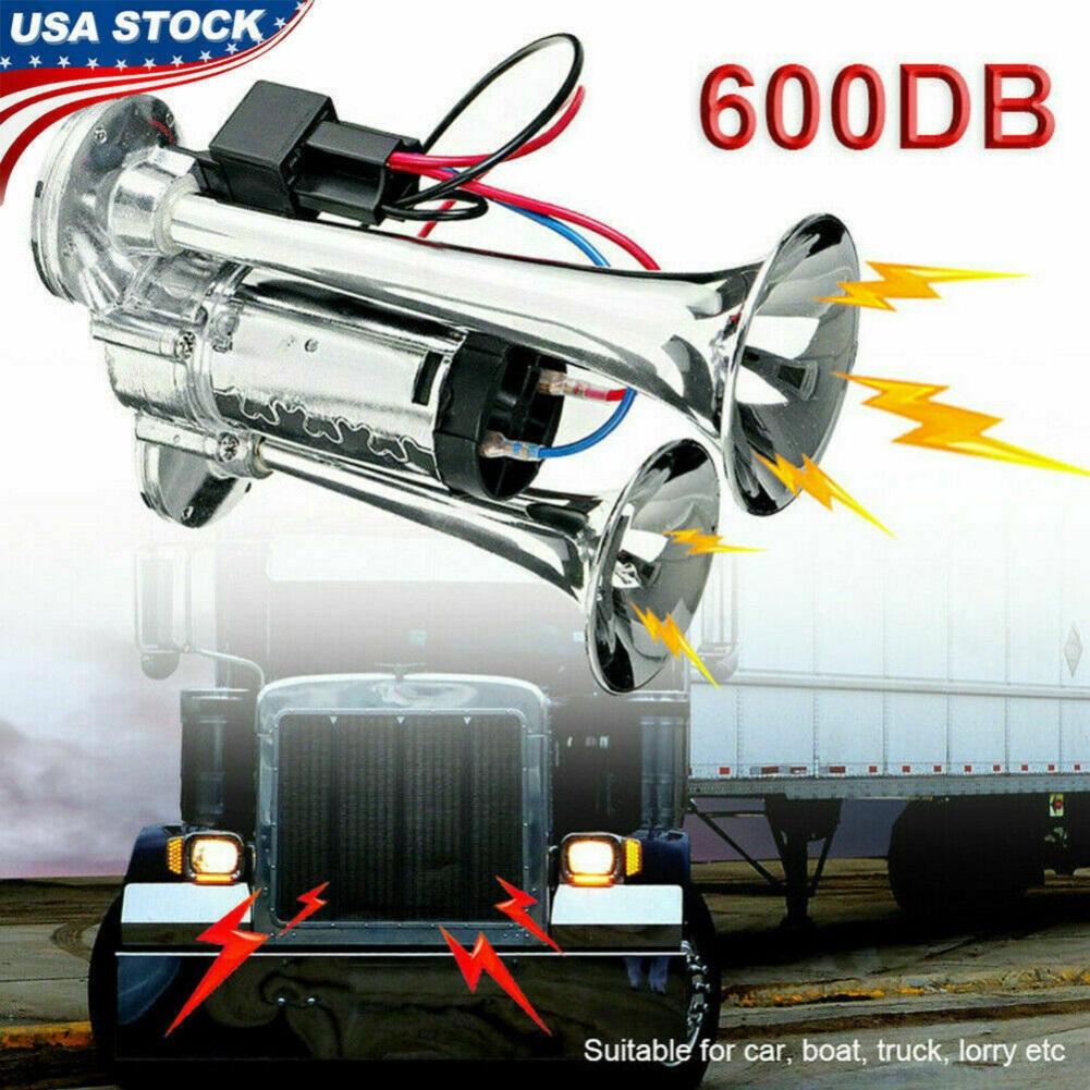 600db 12v Dual Trumpets Super Loud Car Electric Horn Truck Boat Train Speaker