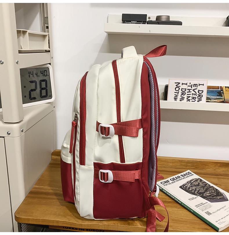 Zaino Color Block di Grande Capacità - Stile Coreano per Studenti delle Medie e Universitari