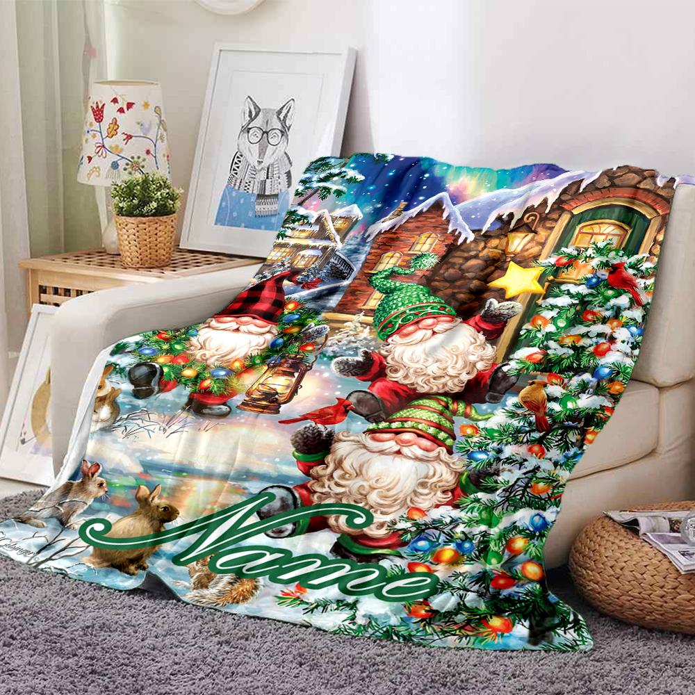 Custom Name Christmas Street Theme Printed Blanket - Perfect for Couch, Bed, Travel & Outdoor Use | Machine Washable, Cozy & Durable.