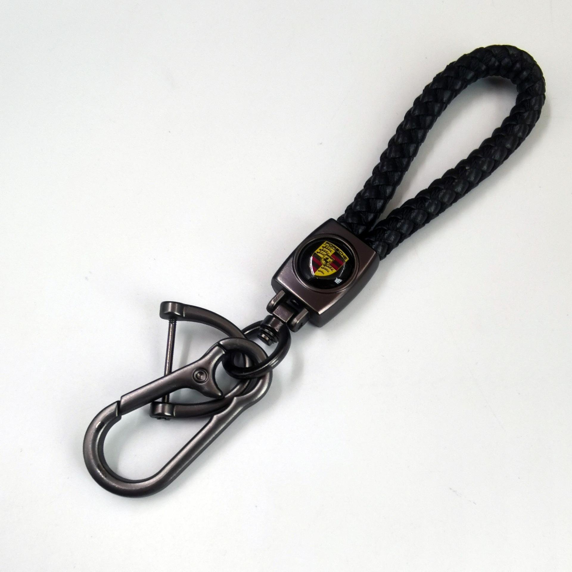 

Braided Cord Keychain Car Emblems Key Chain Keyring For Porsche Panamera Cayenne Taycan 911 718 Macan Carrera-GT 918 Accessories