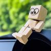 Christmas Shaking Wooden Man, Shaking Wooden Man Figurine With 12PCS Magnetic Expressions, Charming Little Wood Figure