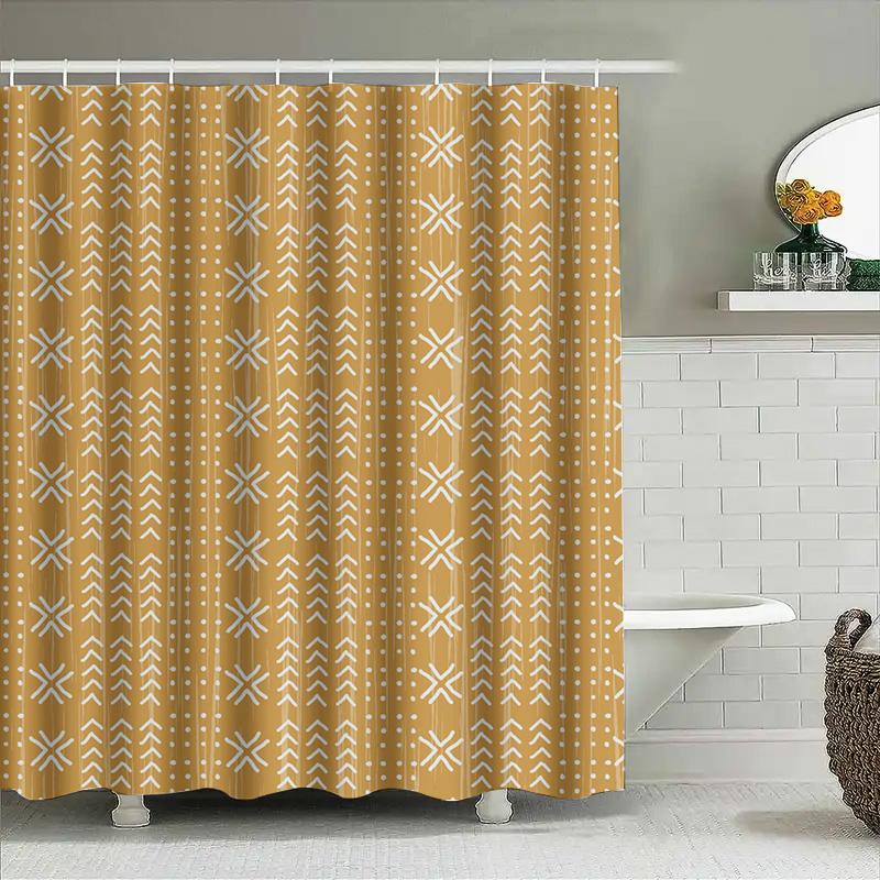 Geometric Pattern Waterproof Shower Curtain Bathroom Curtain Shower Curtain Simple And Stylish Waterproof And Moisture-Proof