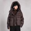 European trendy brand down jacket women's short model New Year's loose hooded thickened white duck down bread jacket winter coat