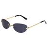 Fashion Vintage Luxury  Designer Rimless Oval Sunglasses Women For Men Sun Glasses Punk Popular UV400 Small Shades