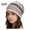 Comfortable Skin Friendly Fabric Cap Women's Geometry Print Slouchy Hat, Casual Soft Stretch Skull Stylish Decorative Head Accessory Cap, Warm Cancer
