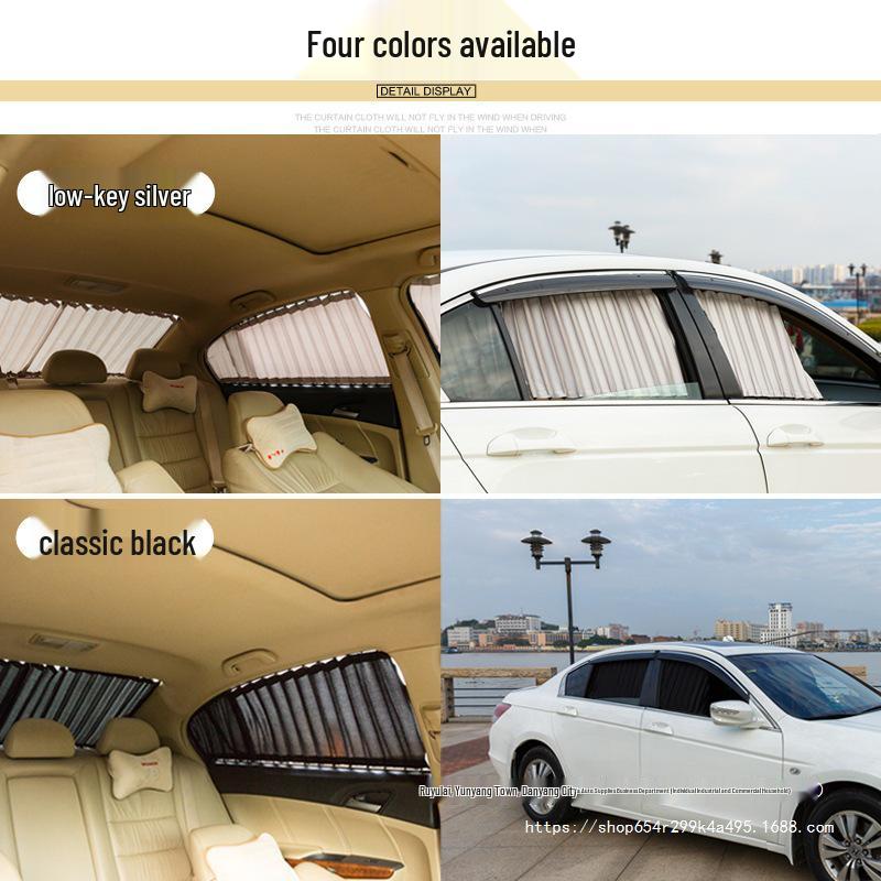 Blackout Car Sunshade Curtains for Privacy and Sun Protection, Up and Down Track Partition