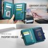 XIMAND Passport Holder Wallet Bag with 11 Card Slots and Passport Photo RFID Wristlet Travel Green Pocket, Pocket, Zippered, Blocking, Strap, Bag,