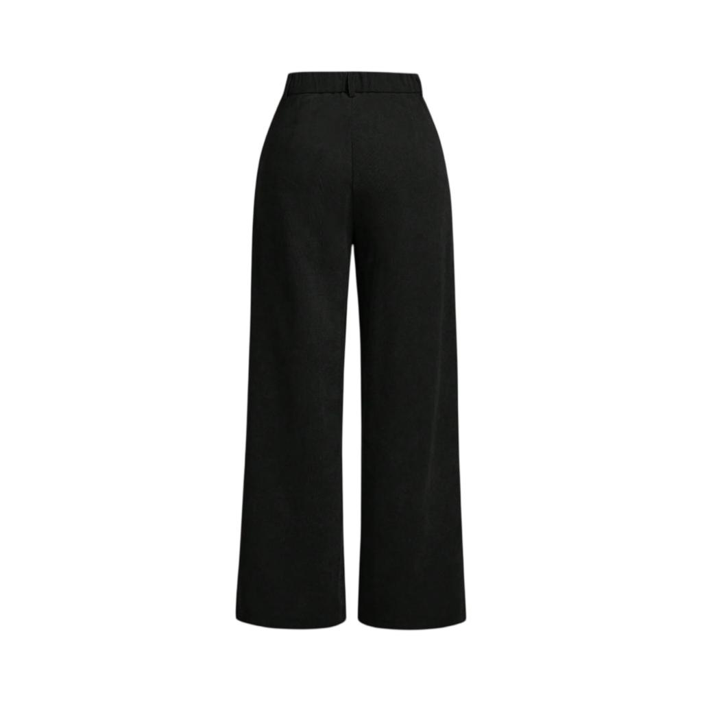 Elegantes Pantalones de Pana de Cintura Alta con Bolsillos y Pierna Ancha para Mujer, Pantalones Casuales Retro de Invierno para Mujer.