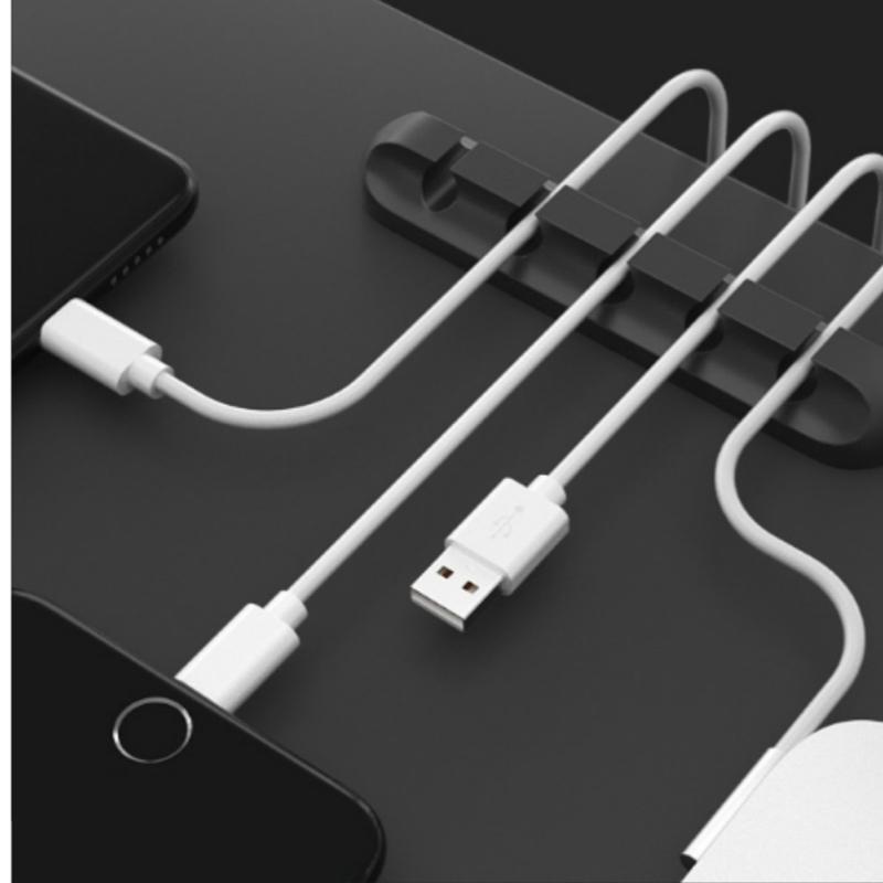 7-hole cable manager USB cable fixed hub self-adhesive power cord fixed clip headphone winder