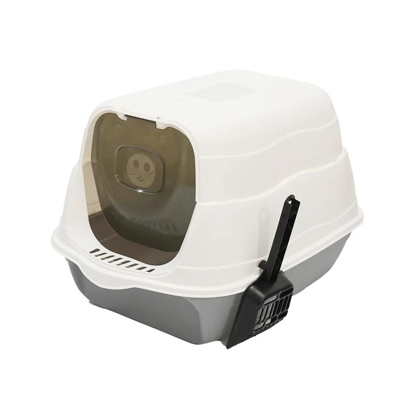 Spillproof Deodorant Cat Litter Box - Large Capacity Fully Enclosed Toilet Two-Way Shovel Closed Sandbox Pet Toilet for Cats