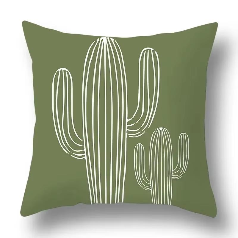 Green Plant Flower Abstract Single-Sided Print Pillowcase – Car, Sofa, Bedroom & Bedside Decorative Cushion Cover