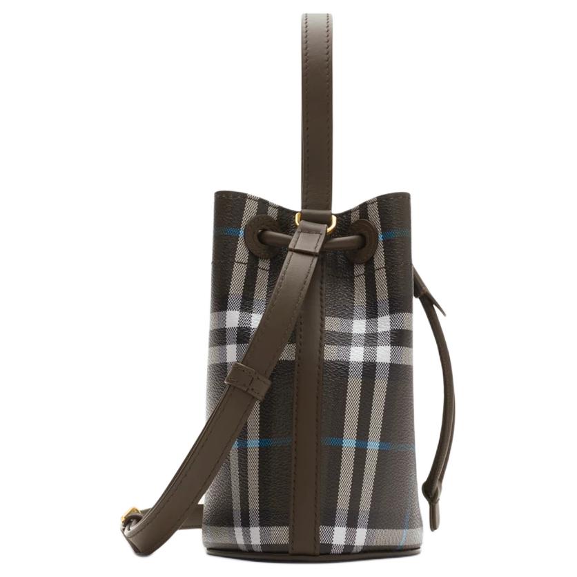 Burberry Vintage Check Drawstring Bucket Bag Mini Leather Crossbody Handbag 81083031