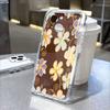 Gold Flowers On Brown Background Lucency Phone Case for IPhone 14 15 16 13 12 11 17 Pro Max 12 13 Mini Soft Cover