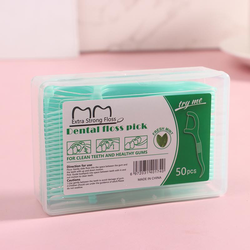 50Pcs Dental Floss Interdental Brush Teeth Tooth Clean Stick Oral Hygiene Fruit