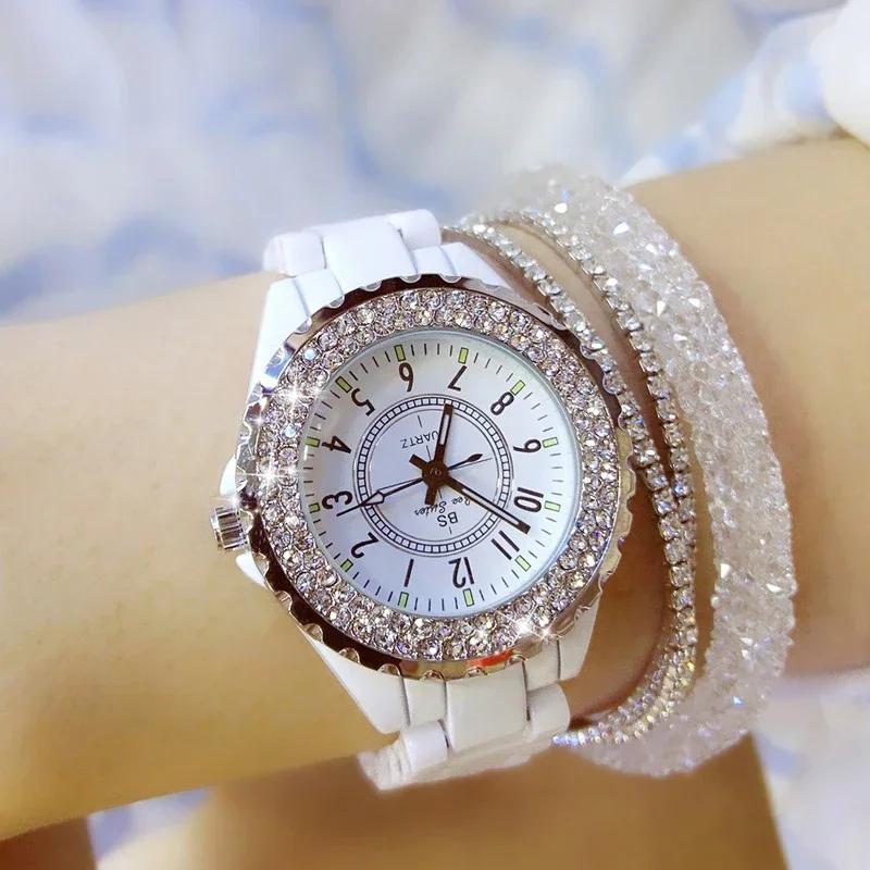 Diamond Watches Woman 2025 Famous Brand Black Ceramic Watch Women Strap Women's Wristwatch Rhinestone Women Wrist Watches