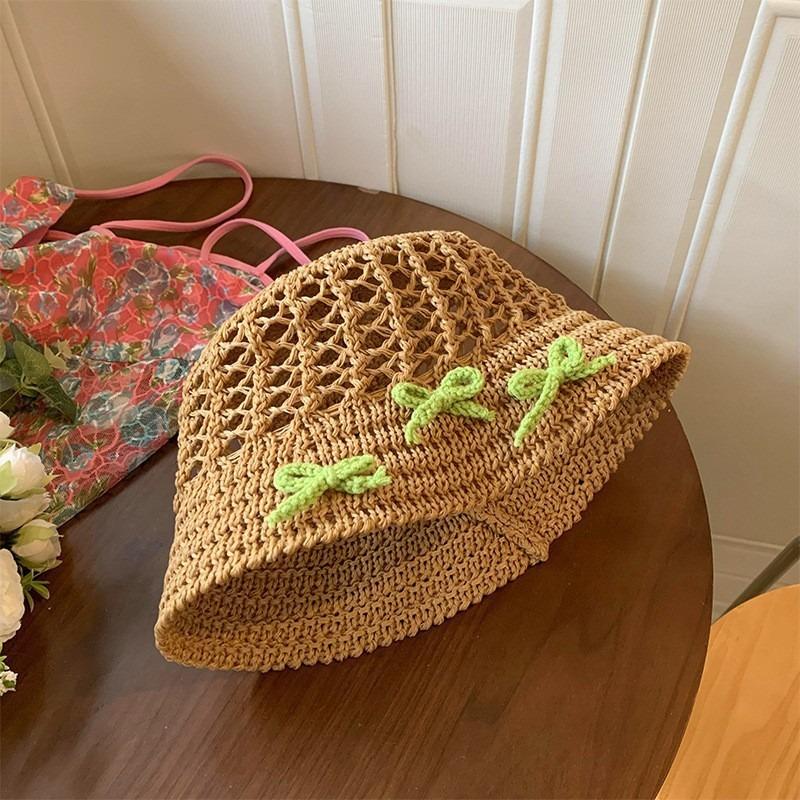 Straw Hat Women's Summer Beach Hat Sun Protection UV Protection Sun Hat Large Brim Straw Visor