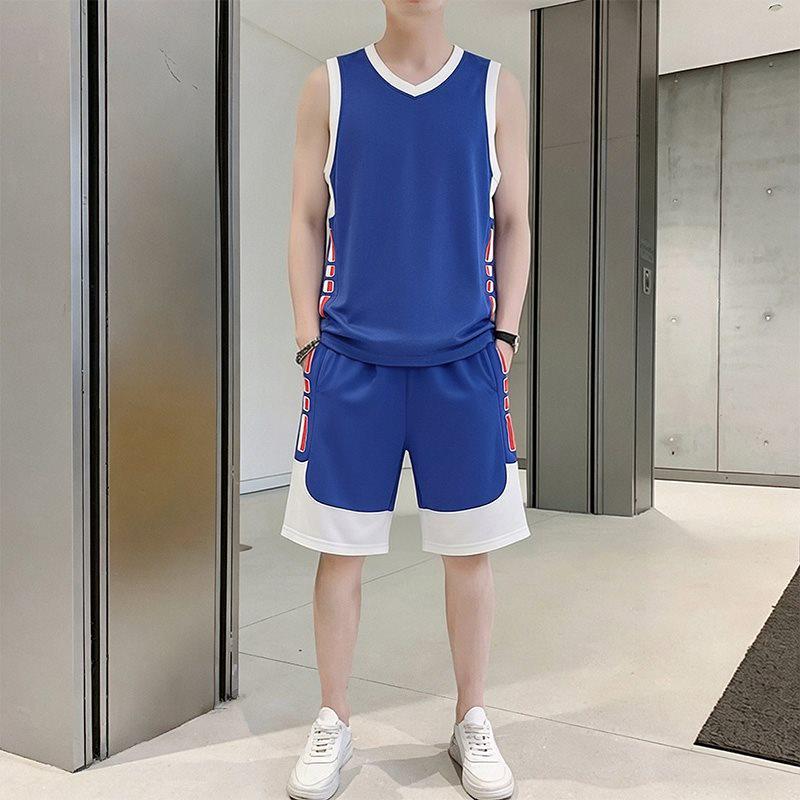 Men's 2026 Summer Sleeveless Ice Silk Basketball Training Vest and Shorts Set - Quick Dry and Loose Fit
