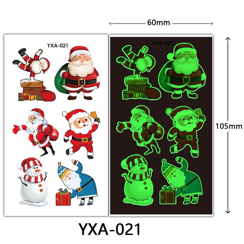 Christmas Luminous Tattoo Sticker Glowing Waterproof Sweat Cute Cartoon Holiday Party Temporary Sticker
