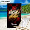 1PC Custom Name Beach Towel Cap Skull Design Beach Towel, Suitable for Camping, Travel, Beach Accessories, Super Absorbent, Family Gift