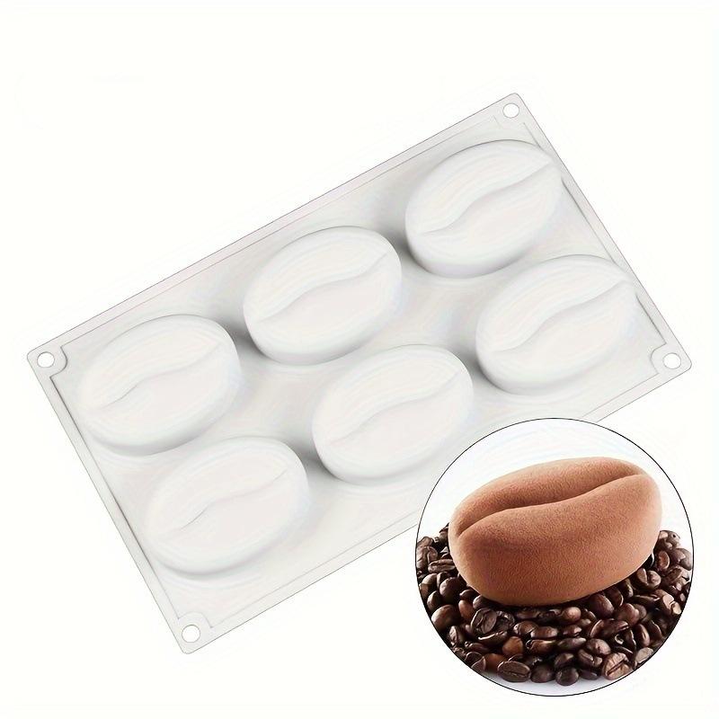 

6 Cavities 3D Coffee Bean Silicone Ice Cube Mold Beans Mould Candy Fondant Mousse Cake Milk Chocolate Dessert Soap Wax Molds білий