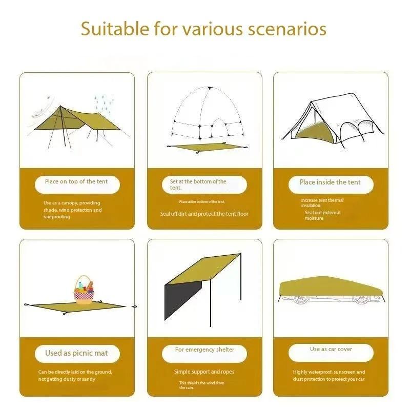 Waterproof Tent Footprint 210d Oxford Fabric Camping Ground Sheet Tear Resistant Damp Proof Mat For Hiking Picnic Beach
