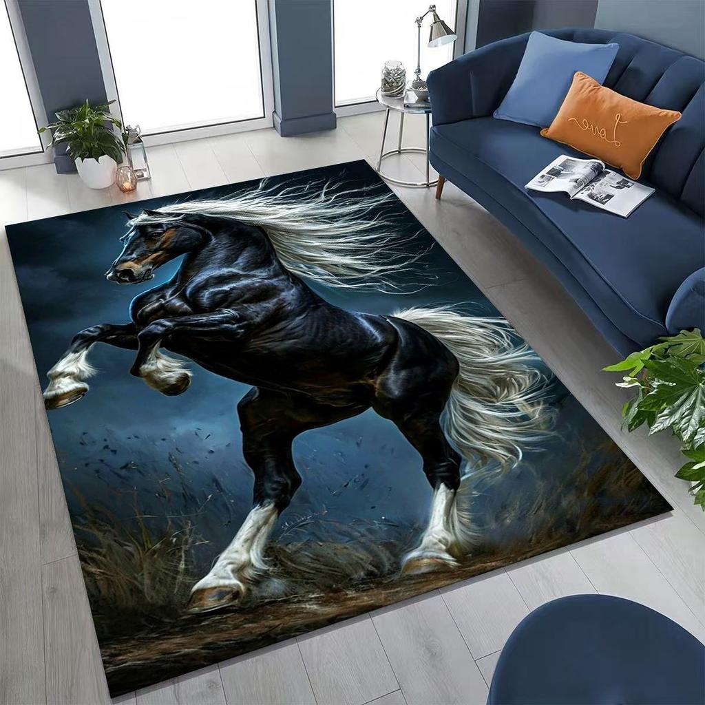 Traum Galopp Ross Pferd Mustang Cartoon Kunst Teppich Teppich für Schlafzimmer Wohnzimmer Sofa Haus Fußmatte Dekor, Kinder Rutschfeste Bodenmatte