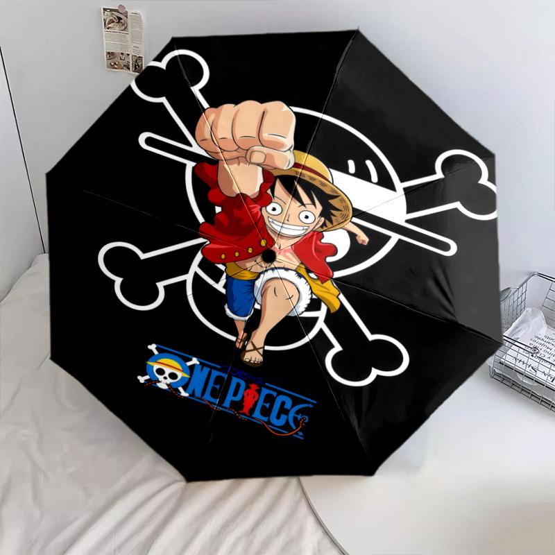 1 PC Automatic Folding Umbrella - One Piece Monkey D Luffy Pattern Portable Foldable Design With 8 Ribs Christmas Birthday Gifts