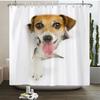 Funny Cute Cartoon Bathing Cat Dog Shower Curtains Bathroom Bathtub Decoration Waterproof Bath Curtain Home Decor With Hooks
