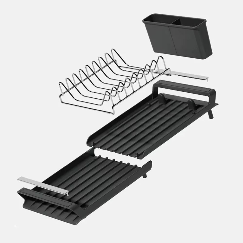 Large Capacity Draining Tray Space Saving Dish Drainer Sturdy Utensil Storage Holder  for Kitchen