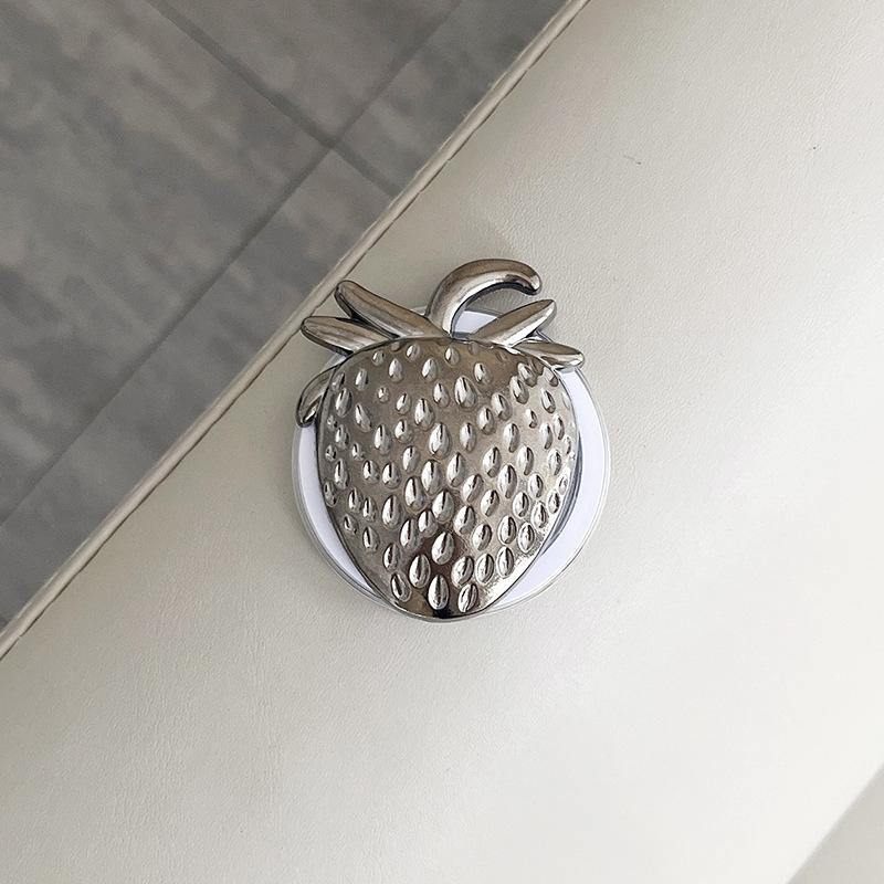 Metal Electroplating Love Strawberry Magnetic Suction Mobile Phone Airbag Bracket Magsafe Retractable Creative Desktop Watching Drama