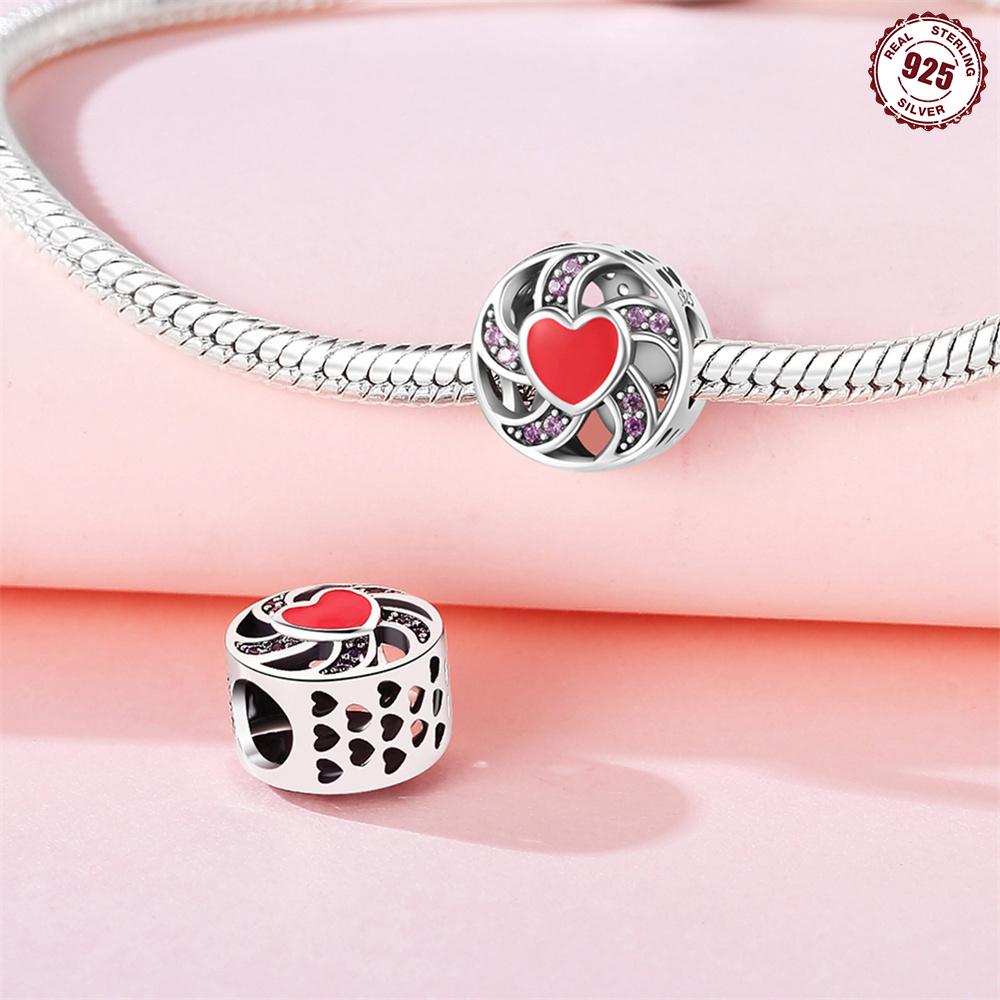 Perlen Kupfer Charms Original Drehendes Herz Perlen Passend für Armband Schmuck Diy Frauen Feines Geschenk Zubehör