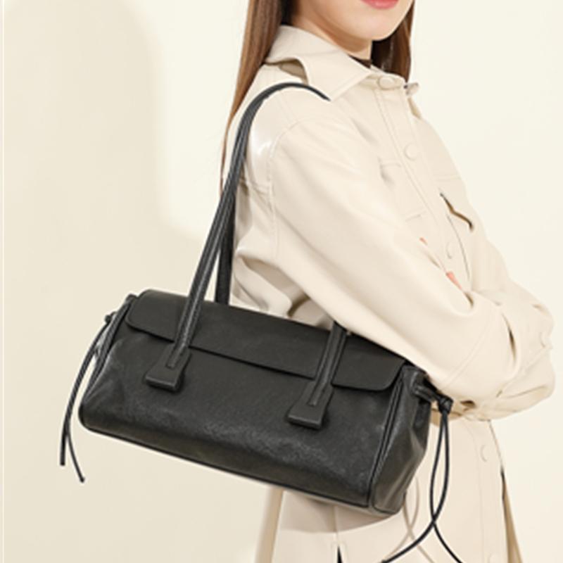 HIFASHION Top Grain Genuine Leather Shoulder Tote Bags Women Casual Daily Work Underarm Purses Large Capacity Ladies Handbags