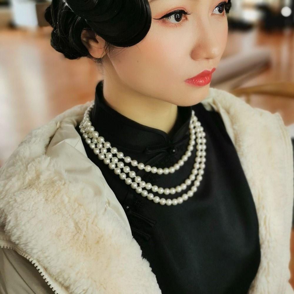 8MM Necklace Imitation Pearl Jewelry Cheongsam Accessory Body Chain  Dress Decoration