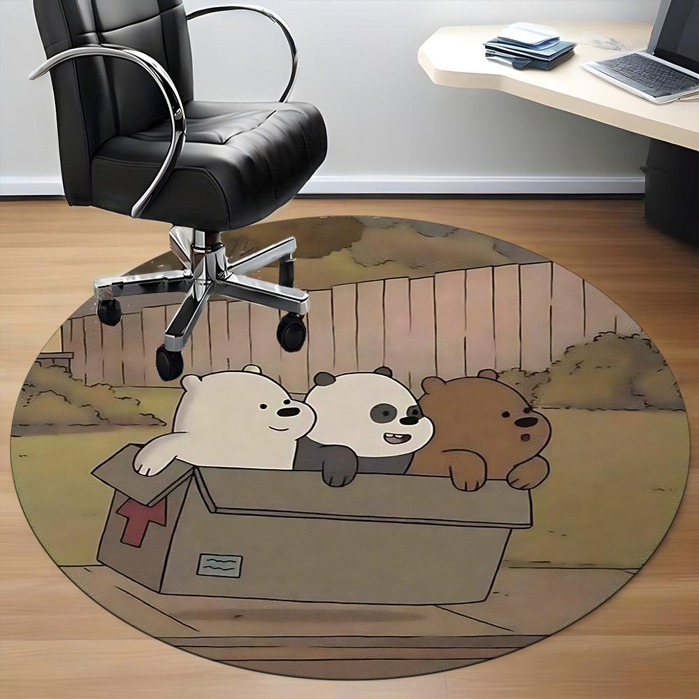 1pc Brown Bear Line Office Round Area Rug, Under Office Chairs Bedroom Living Room Home Decor A1022116