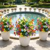 2 Pack Artificial Pansy Flower Bushes Realistic Faux Plants for Outdoor Porch Planter Garden Yard Decorative Stake Use