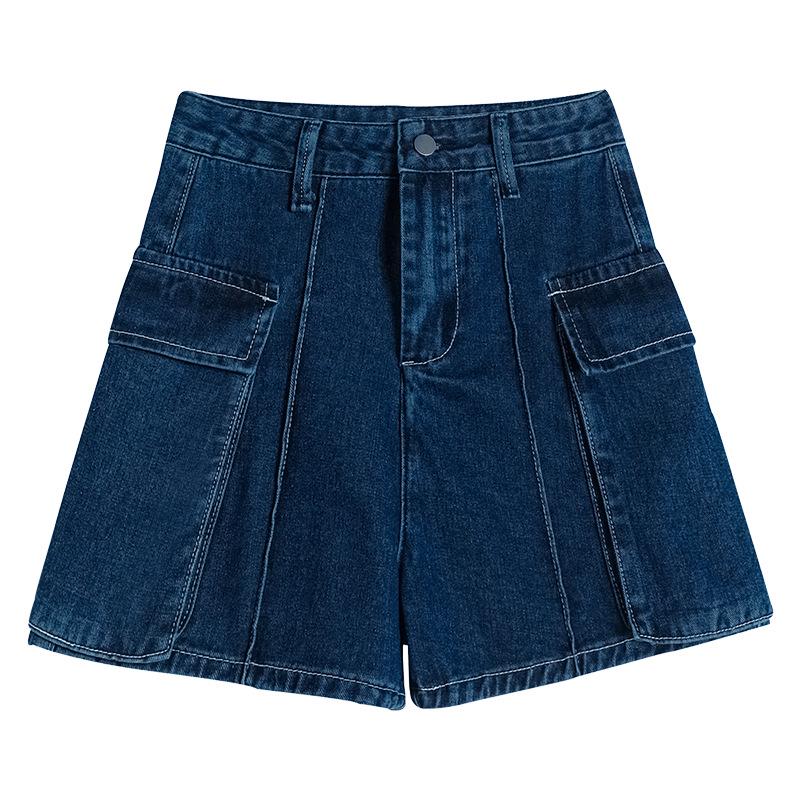 Women's High Waist Denim Overall Shorts - Casual, Slimming, Versatile Summer Hot Pants