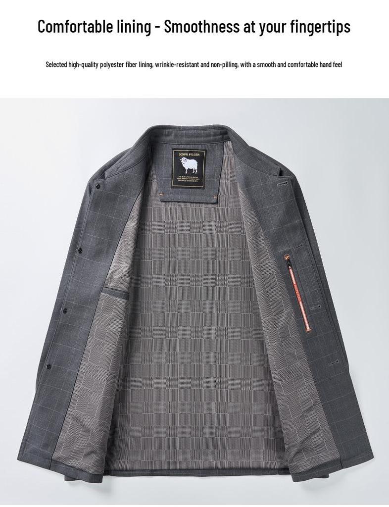 Men's Business Casual Plaid Jacket - Buttoned, Loose Fit, Lapel Style, Ideal for Spring & Autumn.