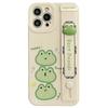 Roztomilý 3d náramek Frog pouzdro na telefon pro Iphone 14 Pro Max 13 12 11 Kryt stojanu Kreslený měkký Tpu Ochrana fotoaparátu Funda
