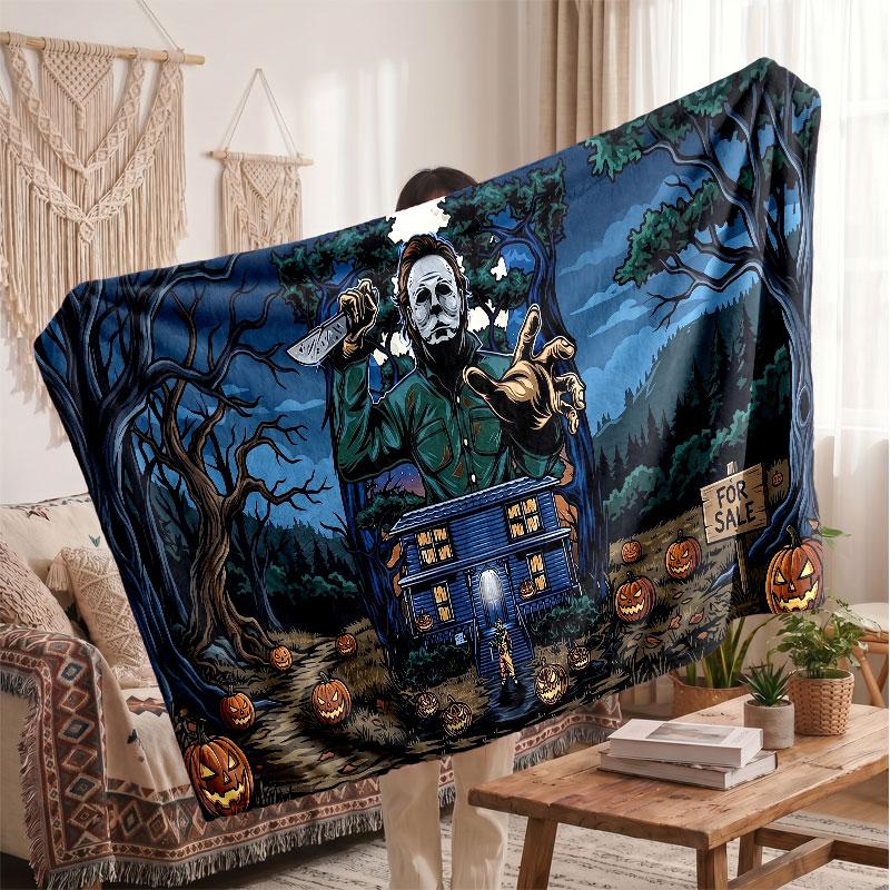 Warm Flannel BlanketHalloween Michael Myers Soft Cozy Throw Blanket for Bedroom Couch