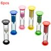 6 stk Kid 6 Farger Klasseromsspill Sand Klokke Timer Timeglass Sandglass Home Decor