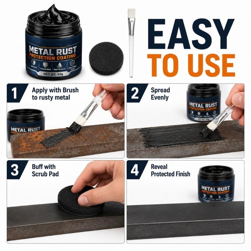 Metal Rust Protection Paste and Railing Care Paste, Wipe On Metal Protection Coating for Home Tool Maintenance
