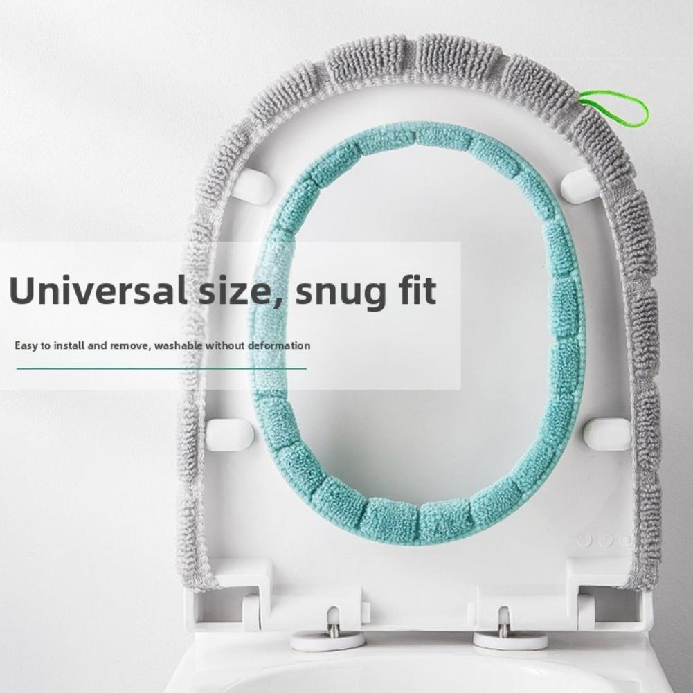 1pc Toilet Seat Cover Bathroom Soft Thicker Warmer Stretchable Washable Cloth Toilet Seat Cover Pads