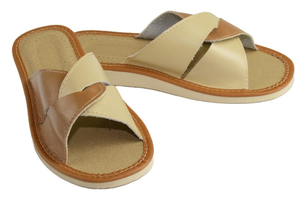 Women's open slippers, women's slippers cappuccino/beige 36