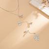 Simple Leaf Pendant, Fringed Necklace, Personalized Metal Thin Chain, Long Collarbone Chain Necklace