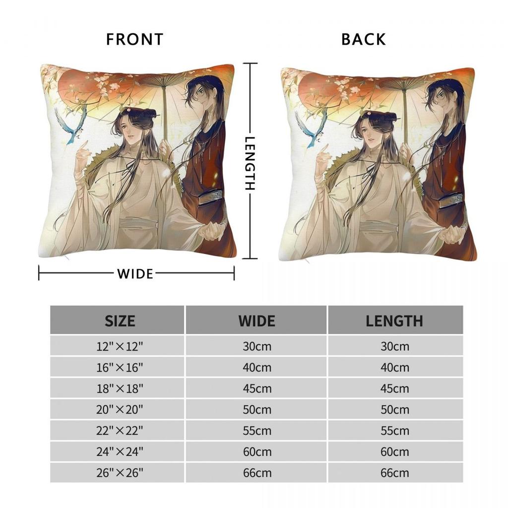 Anime Heaven Official's Blessing Square Pillowcase Cushion Cover Pillow Case Throw Pillow Cover for Home Bedroom Car