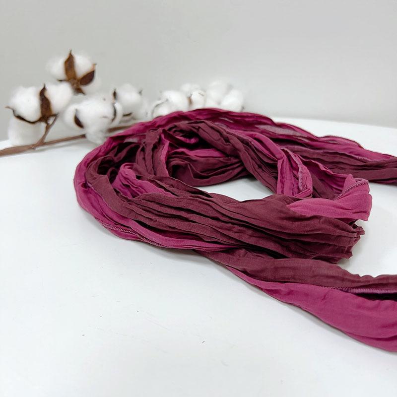 Color Matching Splicing Pleated Scarf Thin And Narrow Long Style Warm Contrasting Color Spring And Summer Neck Protection Sun Protectiona