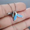 Creative Fashionable and Trendy Pisces Tail Blue Necklace for Women Featuring A Cool and Minimalist Collarbone Chain