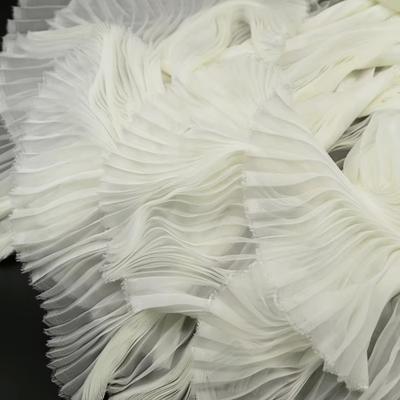 New Light Chiffon Pleated Organza Fabric 1 Yard Handmade Wrinkled Cloth Fabric DIY Material Summer